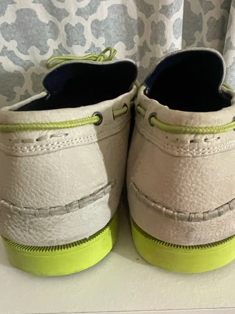 Cole Haan Air Mason Men's ivory and Lime Green Casual Boat Shoes Sz 13
